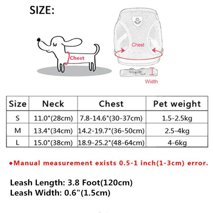 Pet Harness Soft Mesh Breathable Adjustable Vest.